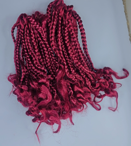 Burgundy Hand made braids crochet (2 Sets) 10"