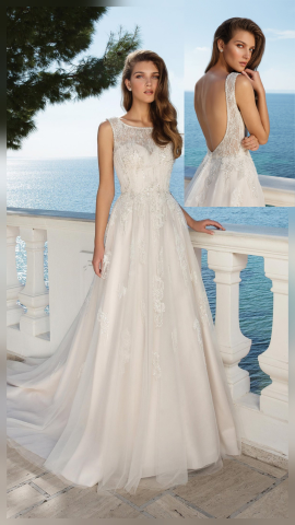 Justin Alexander 88091 Pink Champagne size 8